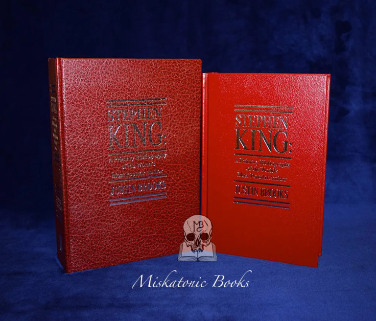 STEPHEN KING: A Primary Bibliography of the World's Most Popular Author by Justin Brooks - Signed Deluxe Leather Bound Lettered Edition in Custom Traycase