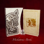 WOLFS-HEAD: Óðinn, The Ecstatic God of Tethers and Skin-Turning. By Shani Oates - Deluxe Leather Bound ARTISANAL Edition with Gold Painted Page Edge in Custom Slipcase (Slipcase has a bumped corner)