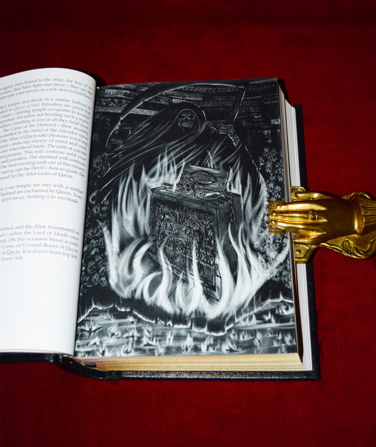 THE ALTAR OF QAYIN by Mark Alan Smith - Signed, Inscribed and Sigilized Deluxe Leather Bound LAKE OF FIRE Edition in Custom Traycase. BONUS also includes a hand written spell by the author in the Note section of the book. - Image 8