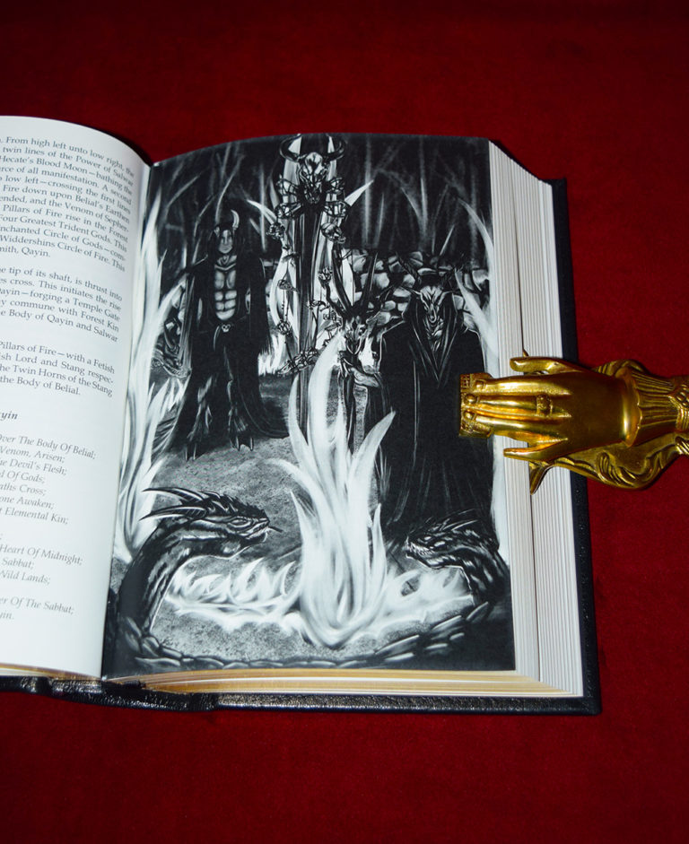 THE ALTAR OF QAYIN by Mark Alan Smith - Signed, Inscribed and Sigilized Deluxe Leather Bound LAKE OF FIRE Edition in Custom Traycase. BONUS also includes a hand written spell by the author in the Note section of the book. - Image 9