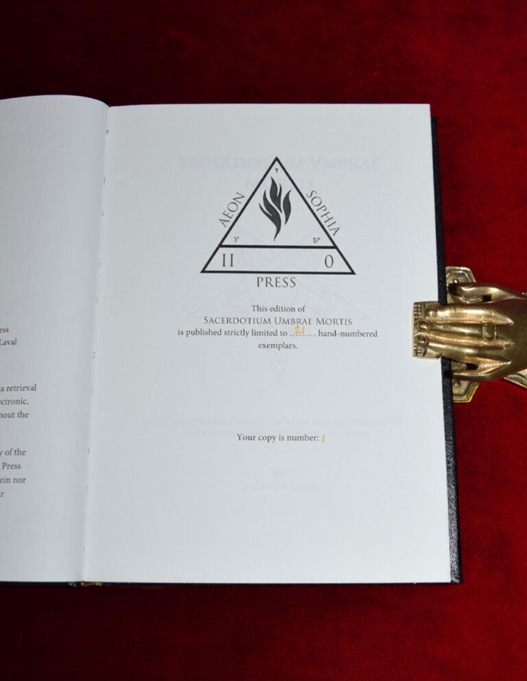 Sacerdotium Umbrae Mortis by Gilles De Laval Special Devotee Edition Bound in Goatskin 1 of 21 with Rare Wooden Box. This is #1 of 21 - Image 4