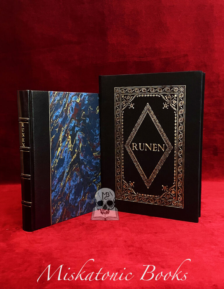 RUNEN: The Wisdom of the Runes by A.D. Mercer - Deluxe PROTOTYPE DEVOTEE edition of only #1 of only 1 copies, bound in quarter leather and marbled boards in custom traycase