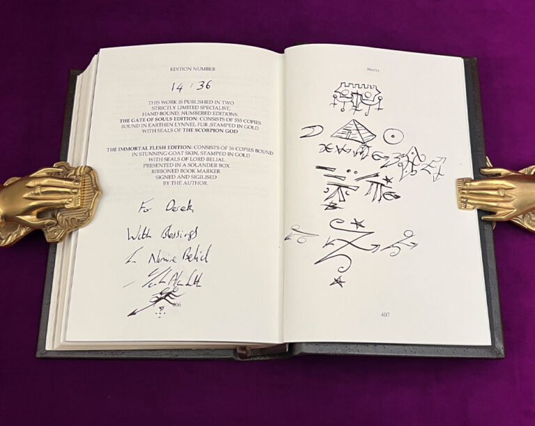 THE SCORPION GOD: Forbidden Wisdom of Belial by Mark Alan Smith - 2nd Signed and Inscribed Deluxe Leather Bound Limited Edition Hardcover: Immortal Flesh Special Edition in Custom Traycase - Image 3