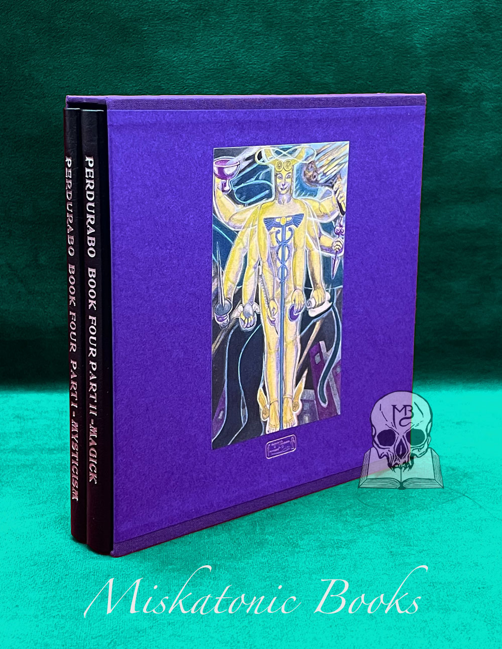 BOOK FOUR Part 1 : MYSTICISM &  Part 2 : MAGICK by Aleister Crowley and  Mary D’Este Sturges (Soror Virakam) - (DELUXE Limited Edition Hardcover Quarter Bound in Leather and Purple Linen)