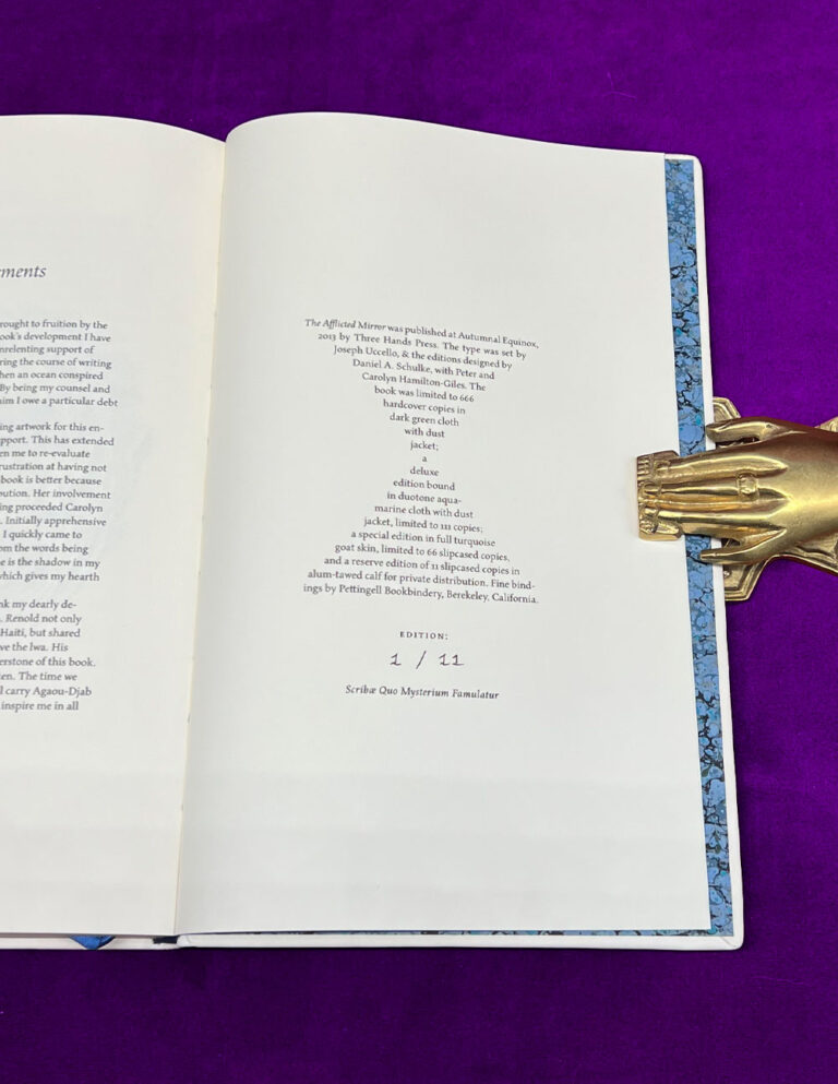THE AFFLICTED MIRROR: A Study of Ordeals and the Making of Compacts by Peter Hamilton-Giles - Special Deluxe Reserve Edition Bound in Full Alum-Tawed Calf with Slipcase. (This is #1 of only 11 copies). - Image 2
