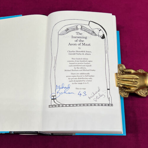 THE INCOMING OF THE AEON OF MAAT: Correspondence between Frater Achad [Charles Stansfeld Jones], Aleister Crowley, Gerald Yorke, and Others, 1948-49 by Michael Staley & Michael Barham - Deluxe Quarter Bound in Leather and Marbled Boards in Custom Slilpcase - Image 2