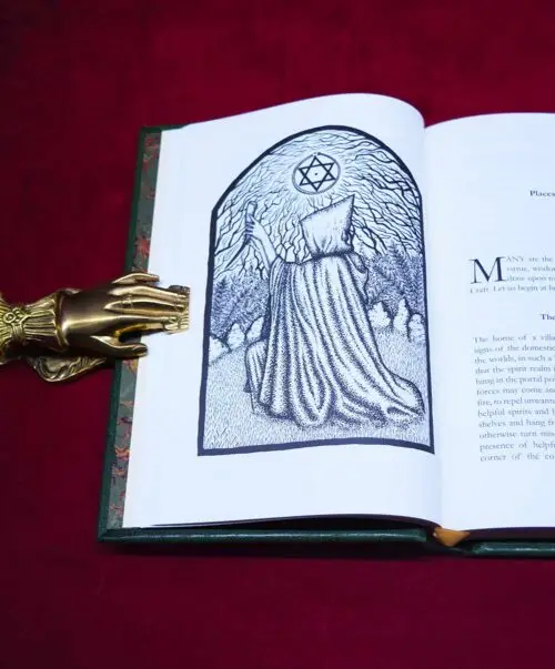 TRADITIONAL WITCHCRAFT: A Cornish Book of Ways by Gemma Gary - in Artisan Green Goat Leather in Slipcase Special Fine Edition with Original Art one of only 5 copies! - Image 4