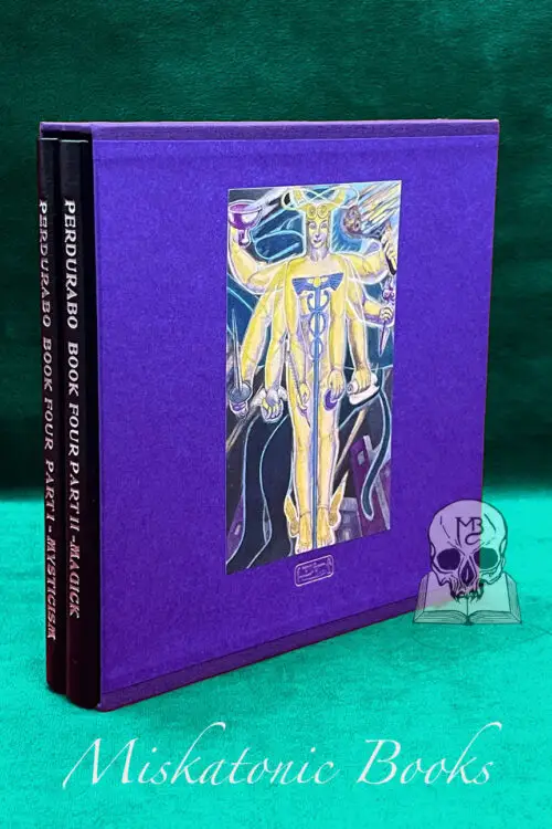 BOOK FOUR Part 1 : MYSTICISM &  Part 2 : MAGICK by Aleister Crowley and  Mary D’Este Sturges (Soror Virakam) - (DELUXE Limited Edition Hardcover Quarter Bound in Leather and Purple Linen)