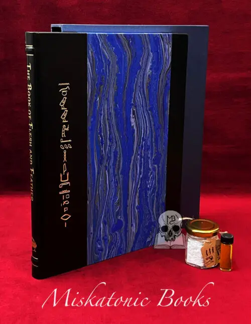 THE BOOK OF FLESH AND FEATHER by Zemaemidjehuty - Deluxe Auric Edition Bound in Half Leather and Marbled Boards with Custom Slipcase plus Ritual Bundle